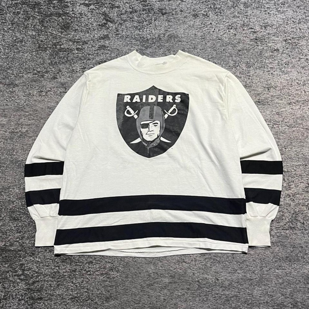Vintage Los Angeles‎ Raiders Chalk Line Shirt Longsleeve Mens XL White Black 90s